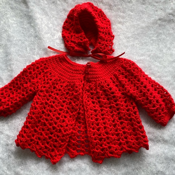 Hand Crafted Other - Handmade red sweater set 🎁 New!